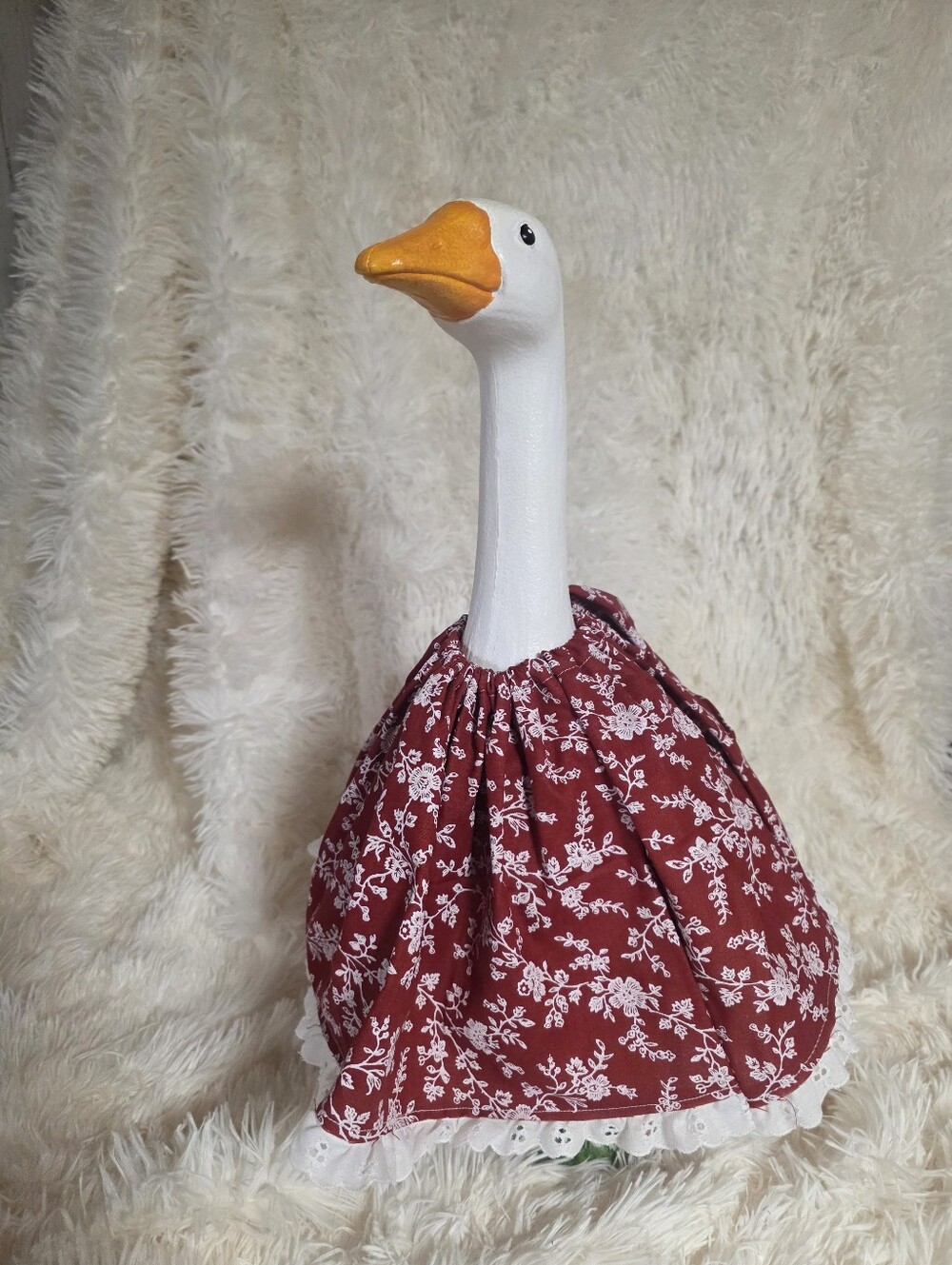 Resin 19" White Porch Goose Figurine with Orange Beak - Picture 3 of 13